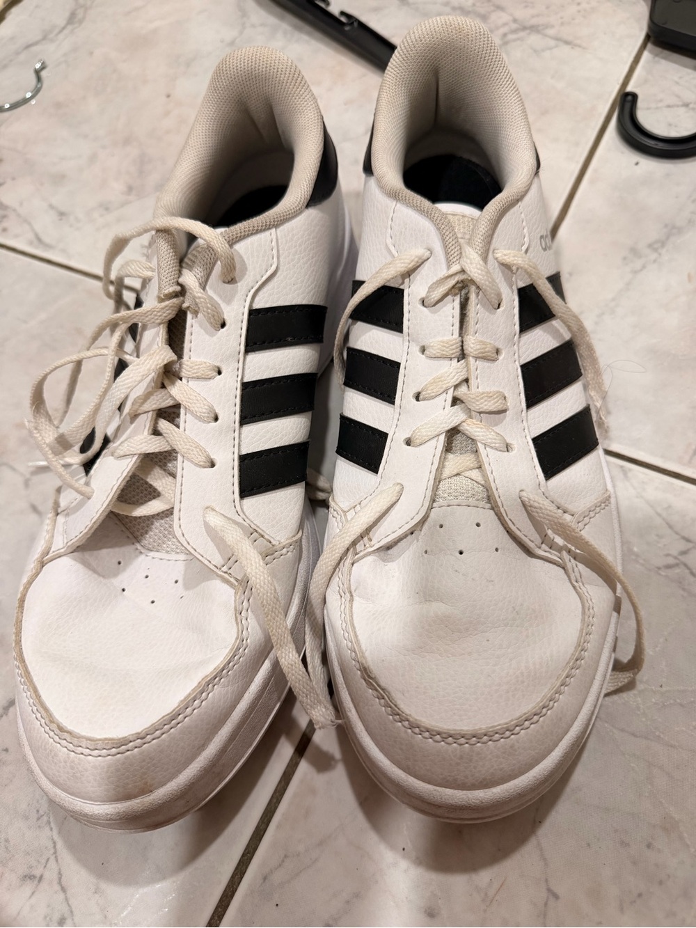 Women White Sneakers with Black Stripes - Classic Athletic Style